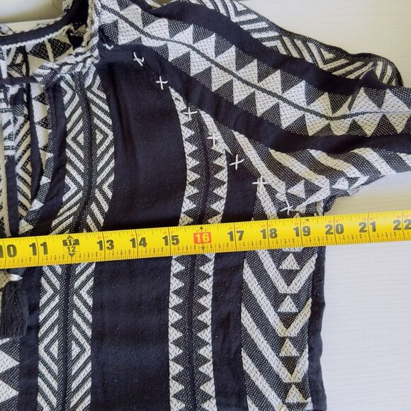 Maeve Dominique Tunic Dress Size XS Petite Tribal Boho Black White Anthro - Picture 12 of 16
